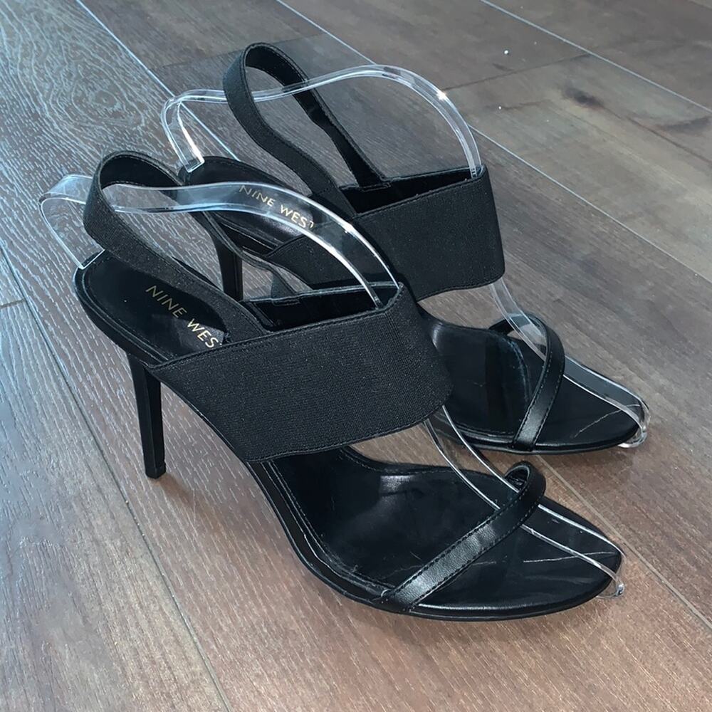 Nine West Melon 2 Black Slingback Heels Sz 10
